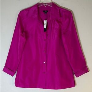 Talbots 100% Silk Button-Down Shirt In Fushsia. 6. NWT.